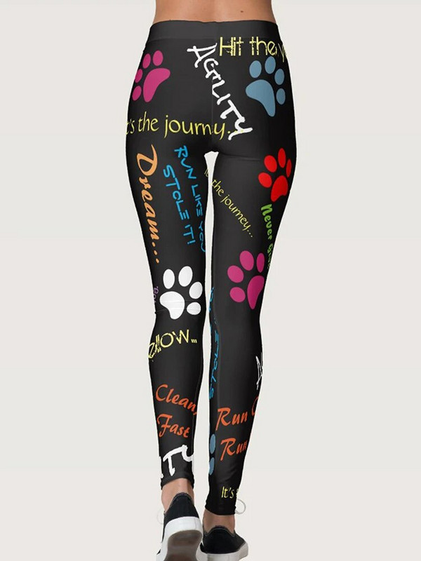 Duge Push Up tajice visokog struka 2023 Nove hlače za jogu Ženske tajice Poliester Ležerna odjeća za teretanu s otisnutim šapama