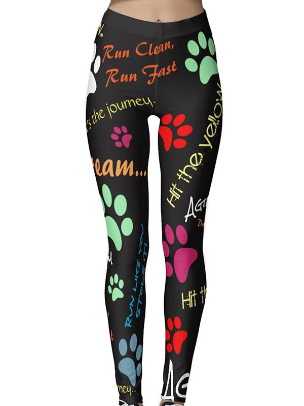 Duge Push Up tajice visokog struka 2023 Nove hlače za jogu Ženske tajice Poliester Ležerna odjeća za teretanu s otisnutim šapama