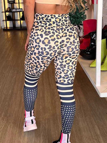 Дамски фитнес леггинси Секси клинове с леопардови щампи Фитнес панталони за йога Спортни дамски дрехи с висока талия