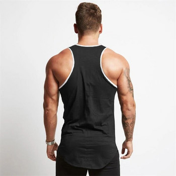 Casual ανδρικές μπλούζες για τρέξιμο για τρέξιμο, καλοκαιρινό αναπνεύσιμο βαμβακερό αμάνικο πουκάμισο Γυμναστήριο Bodybuilding Fitness προπόνηση μυών Μονό