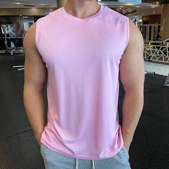 Υψηλής ποιότητας ανδρικό γιλέκο τρεξίματος με φαρδύ ώμο Γυμναστήριο Αμάνικο πουκάμισο στίβου μαραθώνιος Αθλητική προπόνηση στο πλάι σπαστό μπλουζάκι ρεζερβουάρ