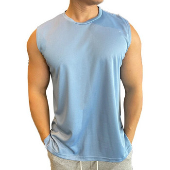 Υψηλής ποιότητας ανδρικό γιλέκο τρεξίματος με φαρδύ ώμο Γυμναστήριο Αμάνικο πουκάμισο στίβου μαραθώνιος Αθλητική προπόνηση στο πλάι σπαστό μπλουζάκι ρεζερβουάρ