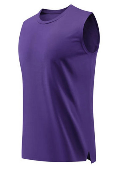 Висококачествена мъжка жилетка за бягане с широки рамене Фитнес без ръкави Риза за лека атлетика Marathon Sport Training Странично разделени Потник