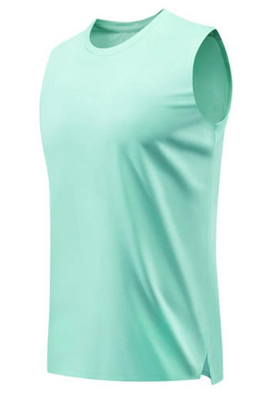 Висококачествена мъжка жилетка за бягане с широки рамене Фитнес без ръкави Риза за лека атлетика Marathon Sport Training Странично разделени Потник