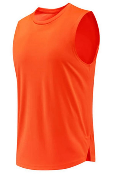 Висококачествена мъжка жилетка за бягане с широки рамене Фитнес без ръкави Риза за лека атлетика Marathon Sport Training Странично разделени Потник