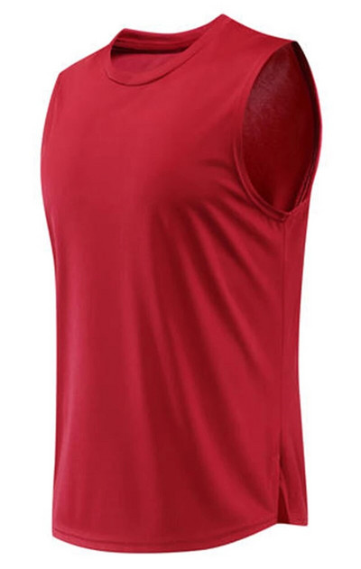 Висококачествена мъжка жилетка за бягане с широки рамене Фитнес без ръкави Риза за лека атлетика Marathon Sport Training Странично разделени Потник