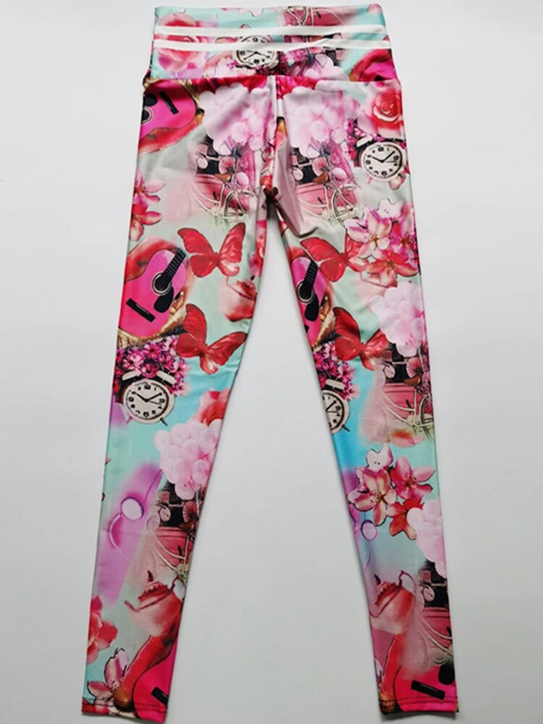 Treening Sport Leggin Kõrge vöökohaga sukkpüksid Uued seksikad retuusid Naiste Print Fitness Joogapüksid Push Up Jegging Jõusaali Naisterõivad