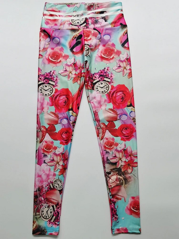 Treening Sport Leggin Kõrge vöökohaga sukkpüksid Uued seksikad retuusid Naiste Print Fitness Joogapüksid Push Up Jegging Jõusaali Naisterõivad