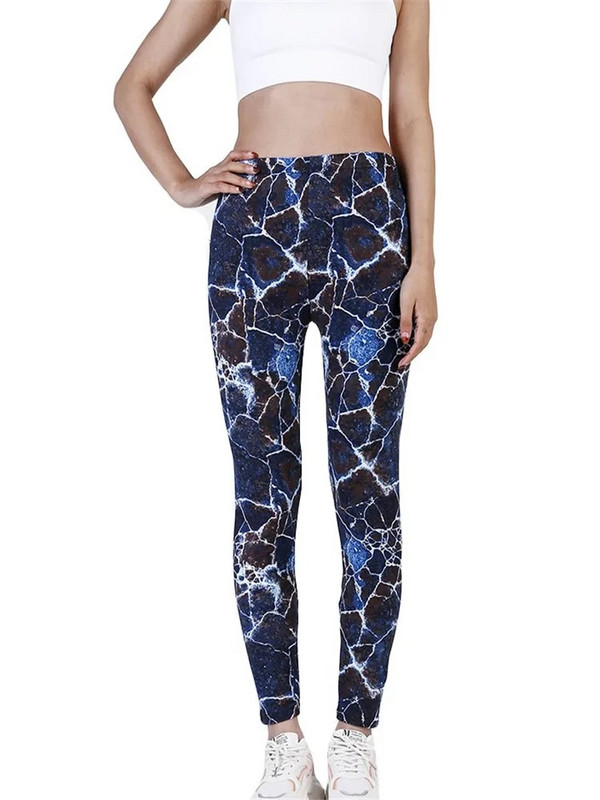 YRRETY Дамско тренировъчно облекло Клинове за фитнес фитнес панталони за йога Push Up Спортен чорапогащник Еластичен панталон с дължина до глезена с принт