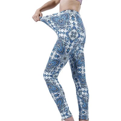 INDJXND női leggings Fitness Push Up nyakkendő-festett graffiti edzőterem légáteresztő szexi magas derekú edzés kötött poliészter bokáig