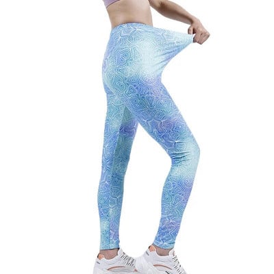 INDJXND női leggings Fitness Push Up nyakkendő-festett graffiti edzőterem légáteresztő szexi magas derekú edzés kötött poliészter bokáig