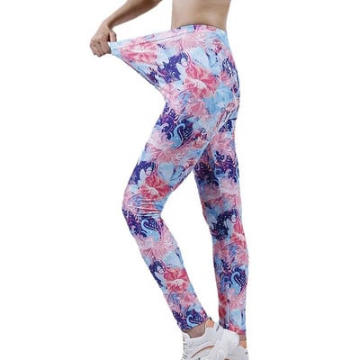 INDJXND női leggings Fitness Push Up nyakkendő-festett graffiti edzőterem légáteresztő szexi magas derekú edzés kötött poliészter bokáig