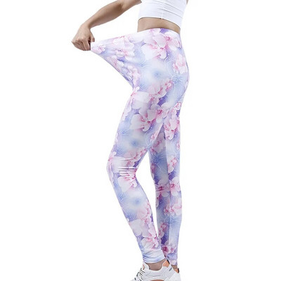 INDJXND női leggings Fitness Push Up nyakkendő-festett graffiti edzőterem légáteresztő szexi magas derekú edzés kötött poliészter bokáig