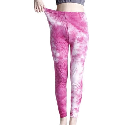 INDJXND női leggings Fitness Push Up nyakkendő-festett graffiti edzőterem légáteresztő szexi magas derekú edzés kötött poliészter bokáig