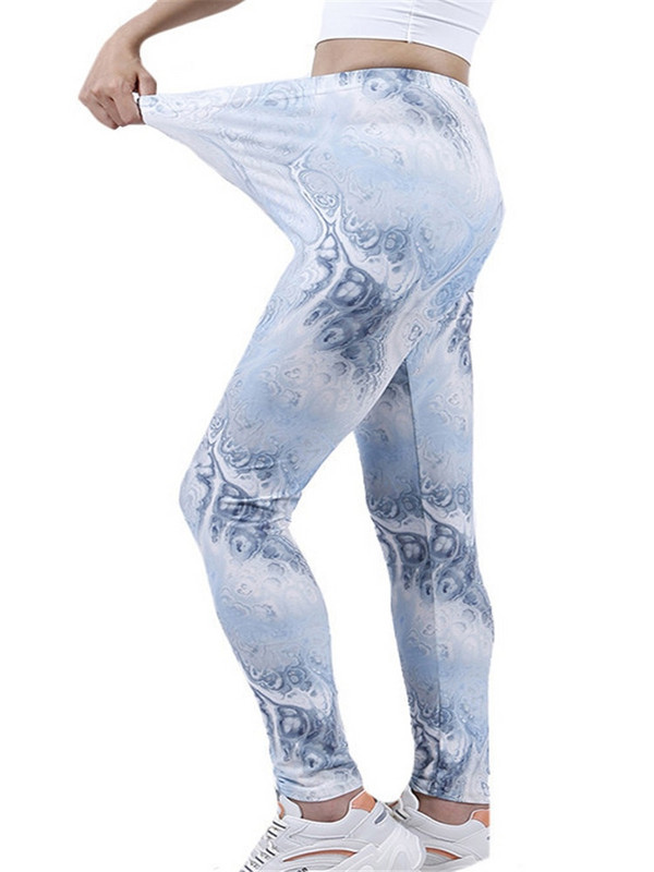 INDJXND női leggings Fitness Push Up nyakkendő-festett graffiti edzőterem légáteresztő szexi magas derekú edzés kötött poliészter bokáig