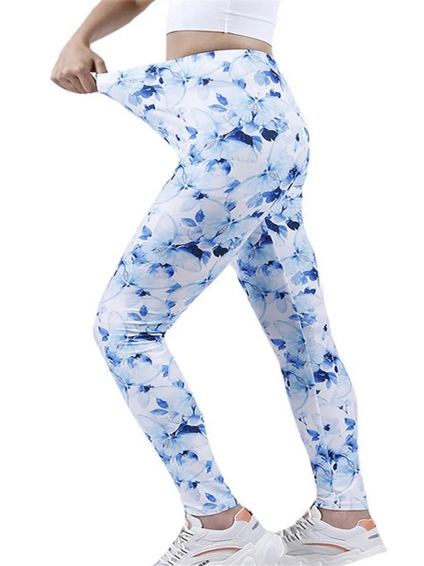 INDJXND női leggings Fitness Push Up nyakkendő-festett graffiti edzőterem légáteresztő szexi magas derekú edzés kötött poliészter bokáig