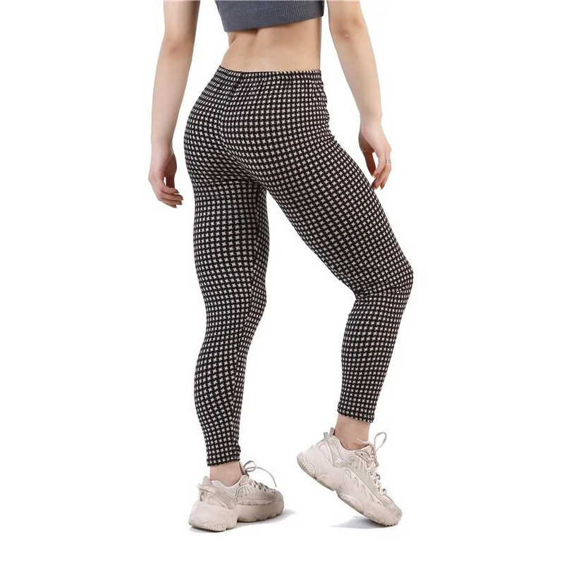 INDJXND Γυναικεία κολάν Grid Print Exercise Fitness Καρό υψηλής ελαστικότητας Push Up Legging Γυναικείο σέξι παντελόνι Παντελόνι μέχρι τον αστράγαλο
