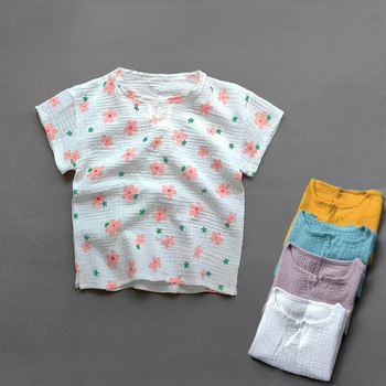 Παιδικό βαμβακερό μπλουζάκι καλοκαιρινό μπλουζάκι για αγόρια Λινά μαλακά μπλουζάκια Παιδικά ρούχα Μπλουζάκι Βρεφικά κορίτσια κοντομάνικο πουκάμισο