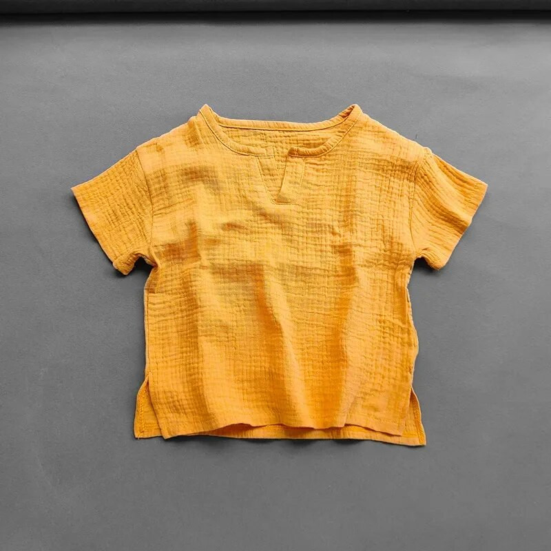 Bērnu kokvilnas T krekls Vasaras Meiteņu Zēnu Lins Mīkstie Topi Bērnu Apģērbi T-krekls Mazu Meiteņu Krekls Īsām Piedurknēm