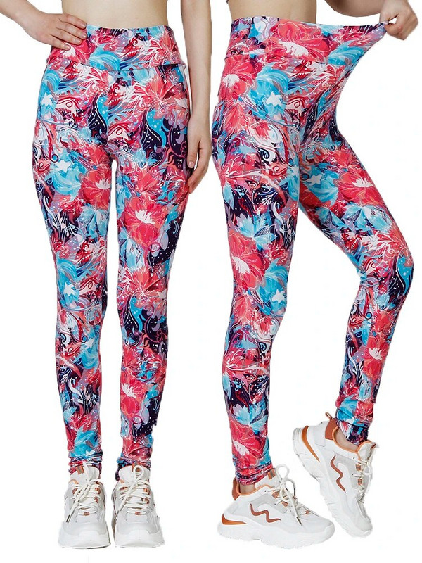 INDJXND Gym Sport Jóga Leggings Női Ruházat Magas derekú Nagy piros Virágmintás Ceruzanadrág Női Femme Workout Leggins S-2XL