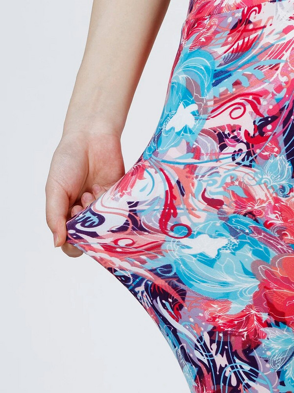 INDJXND Gym Sport Jóga Leggings Női Ruházat Magas derekú Nagy piros Virágmintás Ceruzanadrág Női Femme Workout Leggins S-2XL