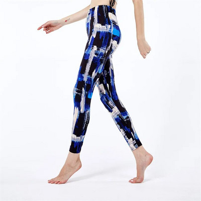 INDJXND Black White Plaid Moteriški antblauzdžiai Madingi Plaidai Spaudiniai Antblauzdžiai Fitness Leggins Grid Gėlėtos juostelės Kelnės aukštu juosmeniu