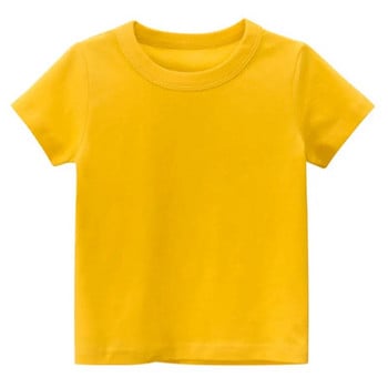 Παιδικά μονόχρωμα μπλουζάκια για παιδιά, αγόρια, κορίτσια, βρεφικά νήπια, μασίφ λευκά βαμβακερά ρούχα Λευκά μαύρα παιδικά καλοκαιρινά μπλουζάκια 1-8 ετών