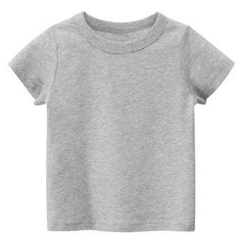Παιδικά μονόχρωμα μπλουζάκια για παιδιά, αγόρια, κορίτσια, βρεφικά νήπια, μασίφ λευκά βαμβακερά ρούχα Λευκά μαύρα παιδικά καλοκαιρινά μπλουζάκια 1-8 ετών