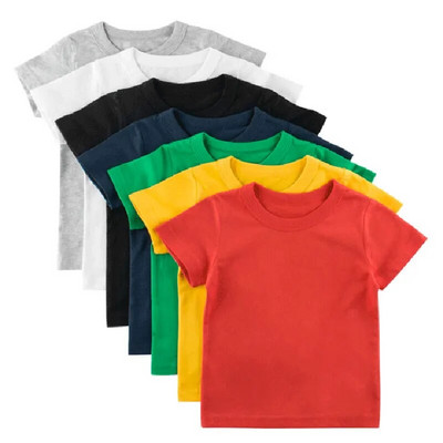 Детски обикновени тениски Горнища за деца, момчета, момичета, бебета, малки деца, плътни празни памучни дрехи, бели черни детски летни тениски 1-8 години