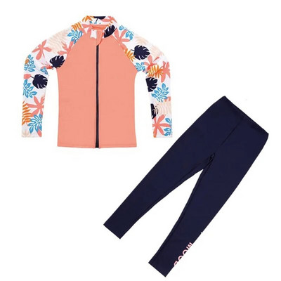 Костюм от две части за момиче с големи размери Бански костюм Детски бански костюм с дълги панталони с дълъг ръкав Нов детски слънцезащитен плажен костюм за 2023 г.