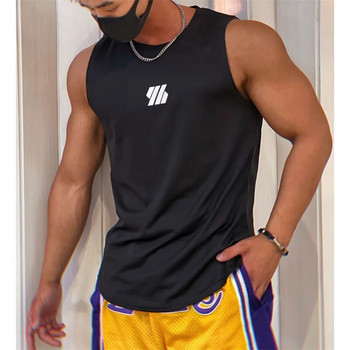 2023 най-новата лятна фитнес жилетка Висококачествена мрежеста риза Тениски без ръкави Мъжки потници баскетболно бягане Фитнес Спортна жилетка мъжки