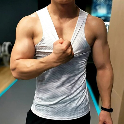 Muški prsluk za trčanje Gym majica Muška brzosušeća uska sportska majica bez rukava Majica za bodybuilding Odjeća za vježbanje Rastezljiva muška