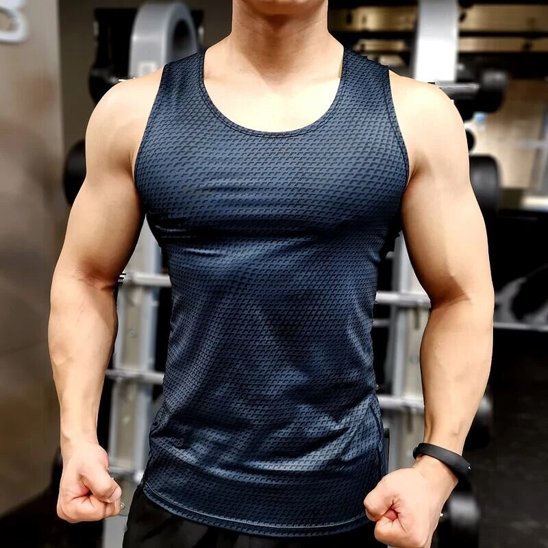 Muški prsluk za trčanje Gym majica Muška brzosušeća uska sportska majica bez rukava Majica za bodybuilding Odjeća za vježbanje Rastezljiva muška