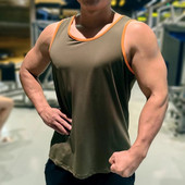Мъжка жилетка за бягане Фитнес риза без ръкави Summer Ice silk loose Tank Мъжка спортна жилетка Топ Тренировка баскетбол Фитнес тренировка Потник