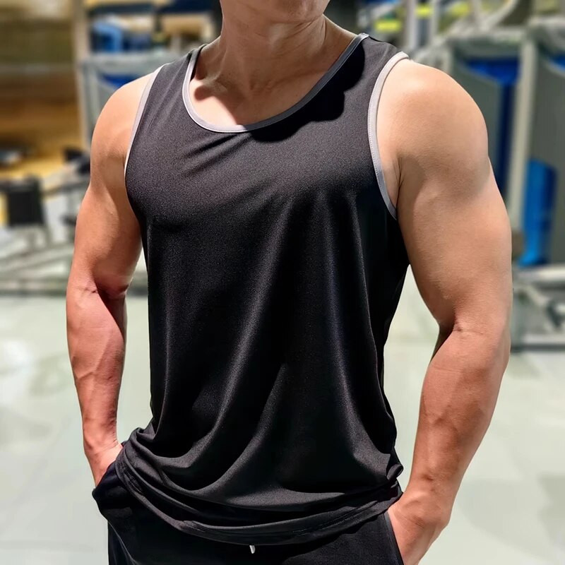 Мъжка жилетка за бягане Фитнес риза без ръкави Summer Ice silk loose Tank Мъжка спортна жилетка Топ Тренировка баскетбол Фитнес тренировка Потник
