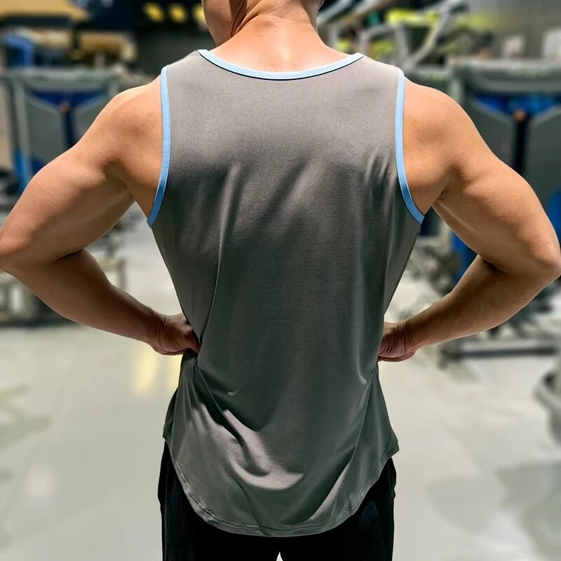 Мъжка жилетка за бягане Фитнес риза без ръкави Summer Ice silk loose Tank Мъжка спортна жилетка Топ Тренировка баскетбол Фитнес тренировка Потник