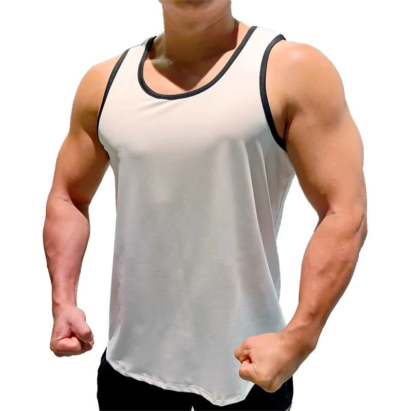Мъжка жилетка за бягане Фитнес риза без ръкави Summer Ice silk loose Tank Мъжка спортна жилетка Топ Тренировка баскетбол Фитнес тренировка Потник