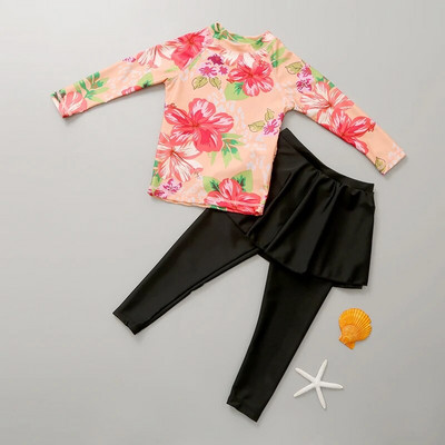 2023 нови дрехи за момичета с дълги ръкави дълги панталони плажен слънцезащитен крем бързосъхнещ бански за средни и по-големи деца разделени бански костюми