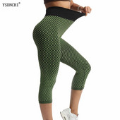YSDNCHI Push Up Leggings Дишащи тренировъчни Capris Sport Leggins Безшевни високи талии до средата на прасеца Дамско облекло за фитнес Йога