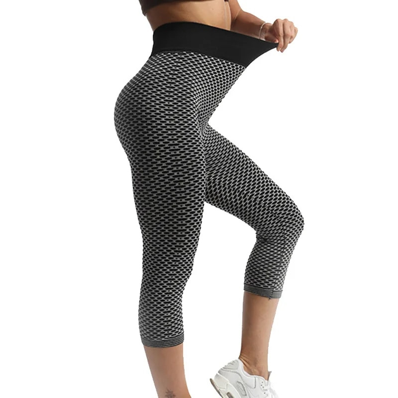 YSDNCHI Push Up Leggings Дишащи тренировъчни Capris Sport Leggins Безшевни високи талии до средата на прасеца Дамско облекло за фитнес Йога