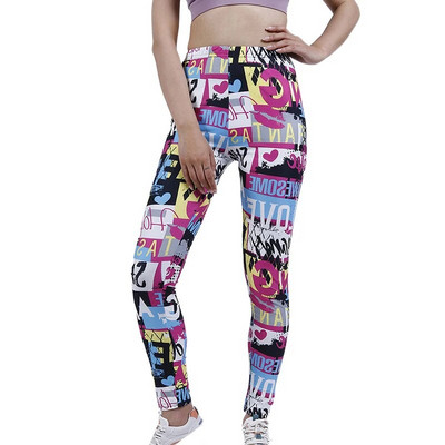 YGYEEG sztreccs poliészter nyomtatott ruházat női jóga nadrág magas derekú fitnesz harisnya edzőterem vékony leggings elasztikus futónadrág