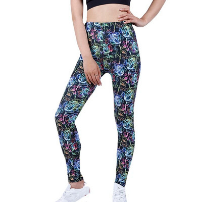 YGYEEG sztreccs poliészter nyomtatott ruházat női jóga nadrág magas derekú fitnesz harisnya edzőterem vékony leggings elasztikus futónadrág