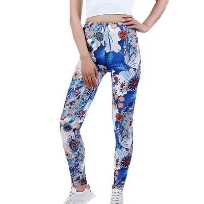 YGYEEG sztreccs poliészter nyomtatott ruházat női jóga nadrág magas derekú fitnesz harisnya edzőterem vékony leggings elasztikus futónadrág