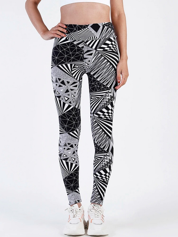 VIIANLES тренировъчни леггинси, дамски чорапогащник с висока талия, спортни клинове, дамски черни триъгълни райета, йога панталони, облекло за фитнес 2022