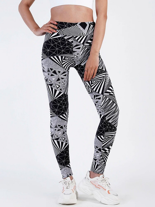 VIIANLES тренировъчни леггинси, дамски чорапогащник с висока талия, спортни клинове, дамски черни триъгълни райета, йога панталони, облекло за фитнес 2022