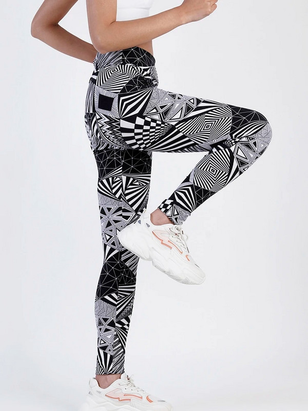 VIIANLES тренировъчни леггинси, дамски чорапогащник с висока талия, спортни клинове, дамски черни триъгълни райета, йога панталони, облекло за фитнес 2022