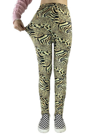 YGYEEG Нов еластичен клин с лицева опора, секси дамски щампа с леопард, меки еластични панталони с висока талия, йога фитнес, дамско облекло