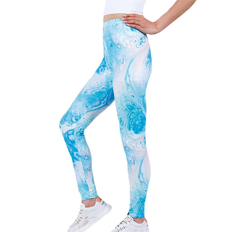 YGYEEG Tie Dye Tajice za fitness Cvjetni print Ležerne žene Mekane rastezljive, atraktivne proljetne Push UP tajice za teretanu Odjeća za jogu