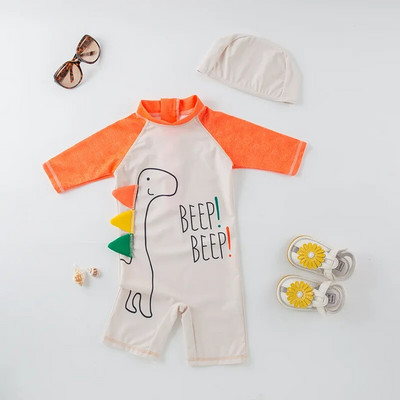 Meiteņu peldkostīms ar garām piedurknēm viendaļīgs peldkostīms bērniem, mazuļiem multfilmas UPF50+ Rash Guards zīdaiņu peldkostīmu Korejas komplekti