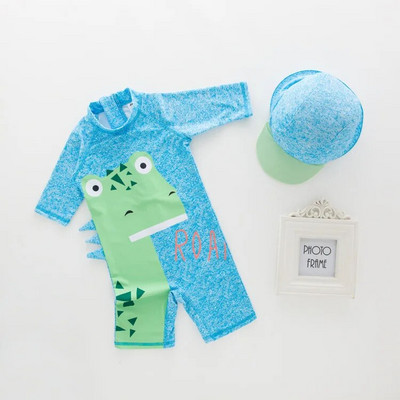 Meiteņu peldkostīms ar garām piedurknēm viendaļīgs peldkostīms bērniem, mazuļiem multfilmas UPF50+ Rash Guards zīdaiņu peldkostīmu Korejas komplekti